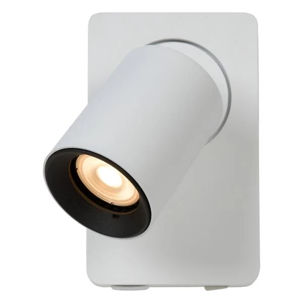 Lucide NIGEL - Bedside lamp / Wall light - LED Dim to warm - GU10 - 1x5W 2200K/3000K - With USB charging point - White - detail 2